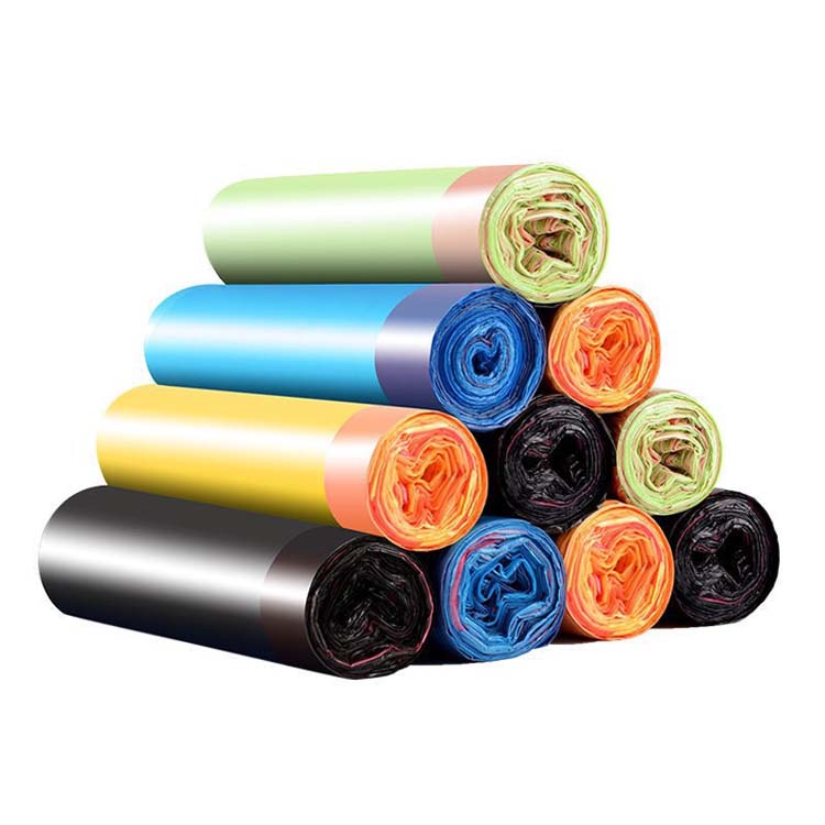 Custom Printed Colorful Disposable 100% Biodegradable Manufactured Garbage Bag Garbage Plastic Roll Bag with Drawstring