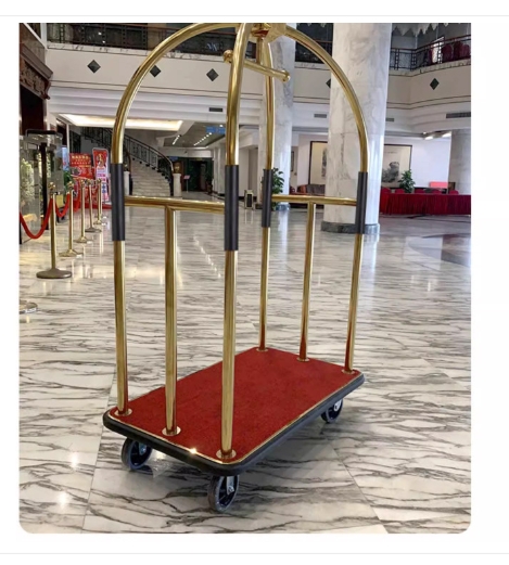 Hotel lobby concierge luggage trolley