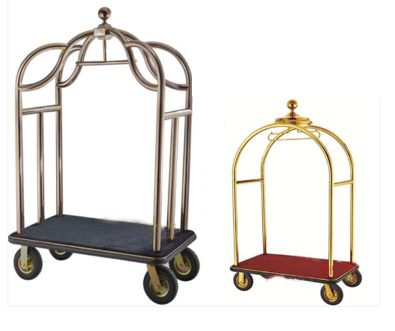 Hotel lobby disassembly size golden top luggage cart trolley